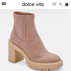Dolce vita caster booties in cafe canvas size 5